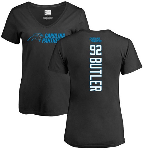 Carolina Panthers Black Women Vernon Butler Backer NFL Football #92 T Shirt->women nfl jersey->Women Jersey